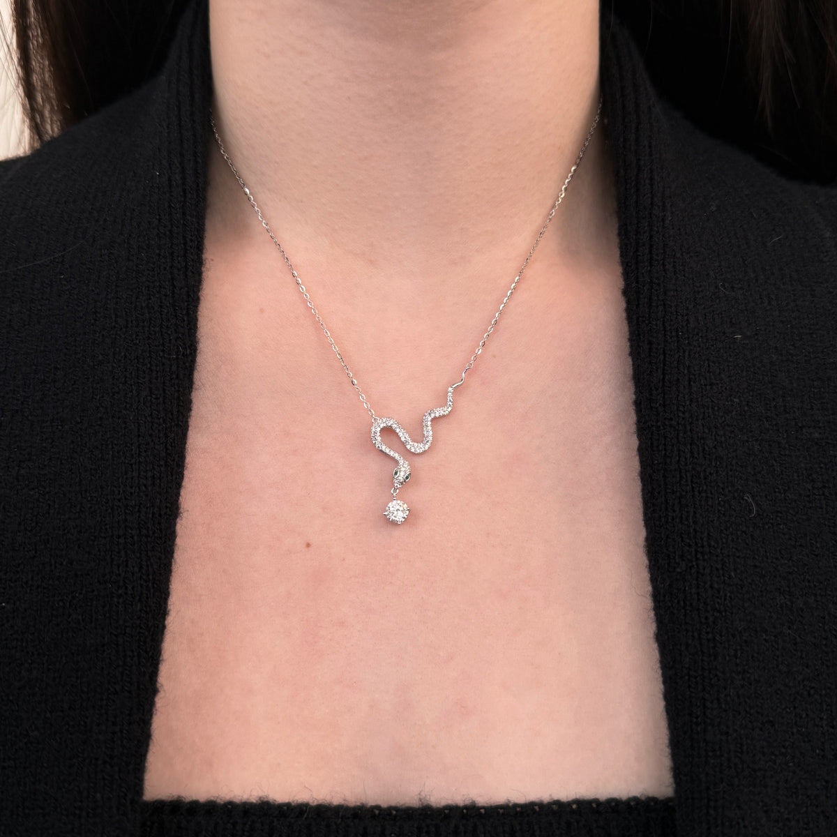 “Serpentina” Moissanite Snake Pendant Necklace