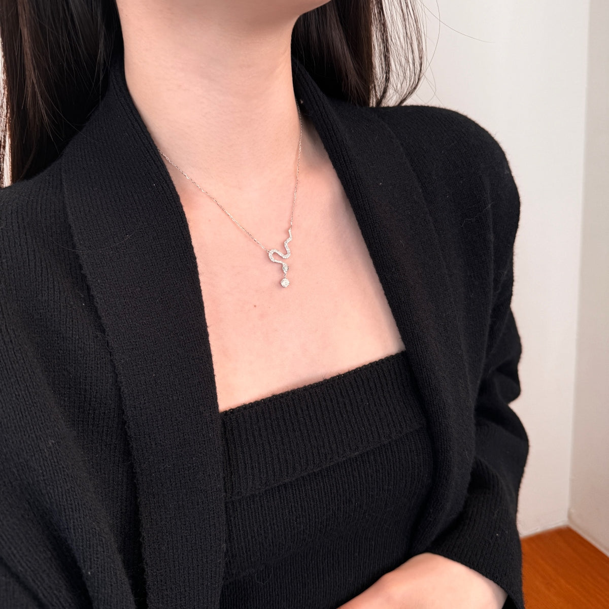 “Serpentina” Moissanite Snake Pendant Necklace