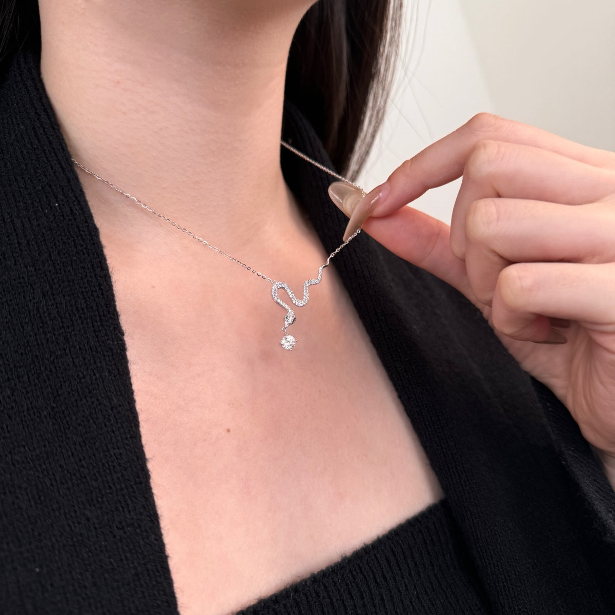 “Serpentina” Moissanite Snake Pendant Necklace