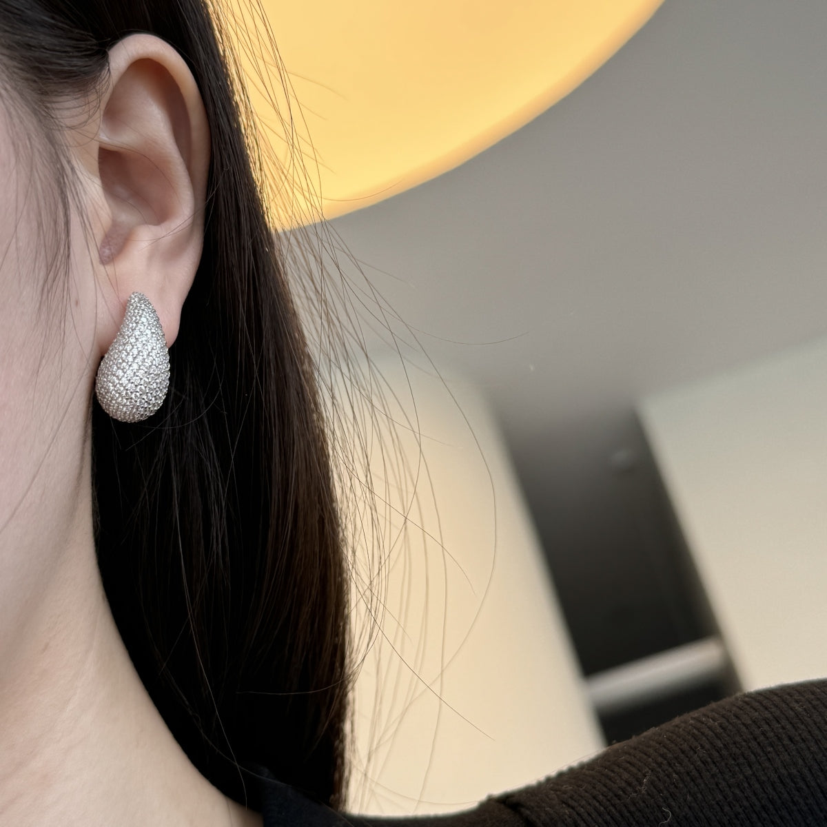 "Elegant Radiance" Teardrop Stud Earrings Sculpted Light. Effortless Glamour.