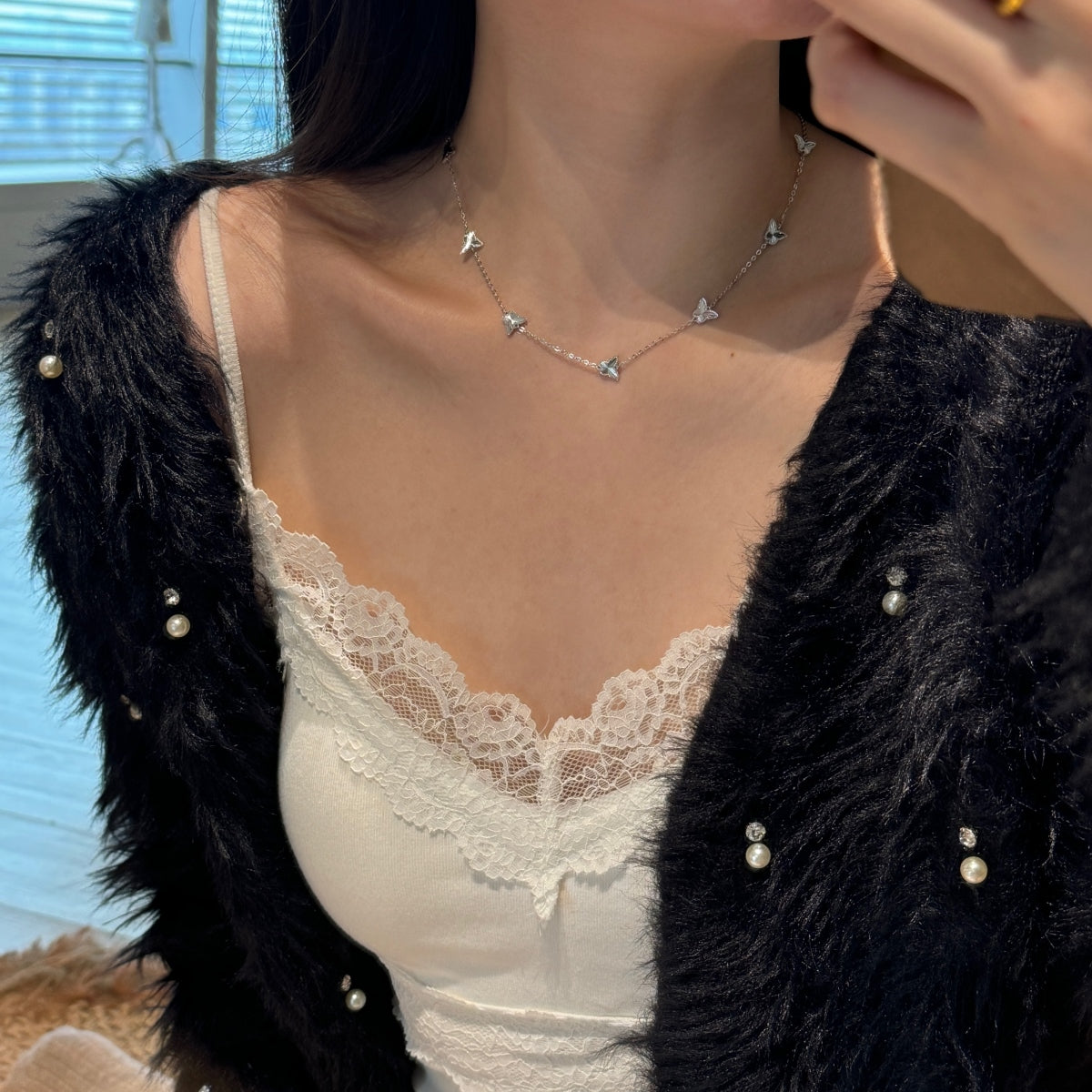 Papillon Grace Necklace 925 Sterling Silver | 18K Gold Plating | Adjustable Length