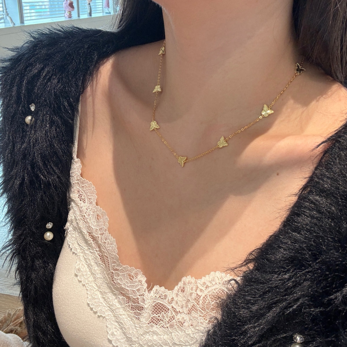 Papillon Grace Necklace 925 Sterling Silver | 18K Gold Plating | Adjustable Length