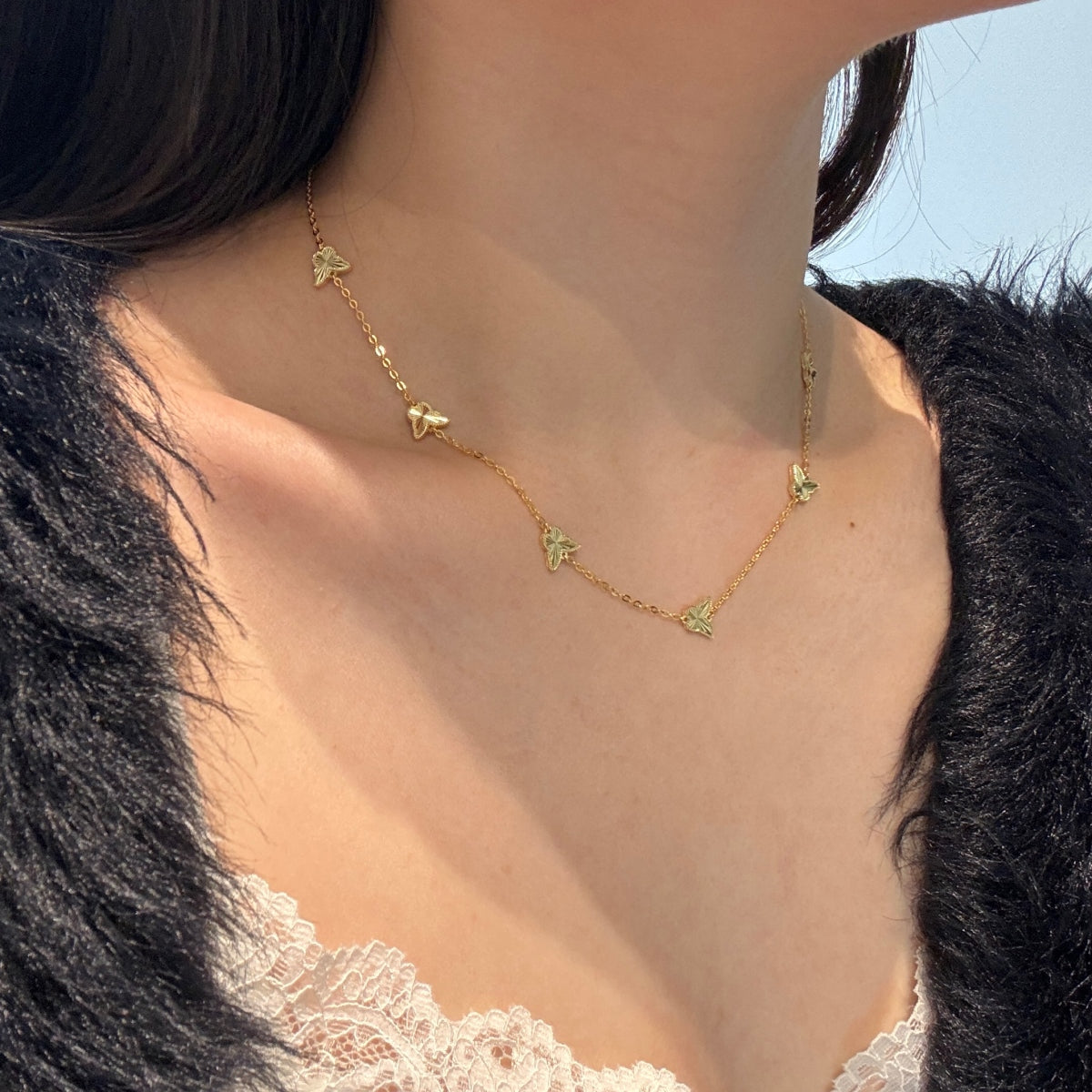 Papillon Grace Necklace 925 Sterling Silver | 18K Gold Plating | Adjustable Length