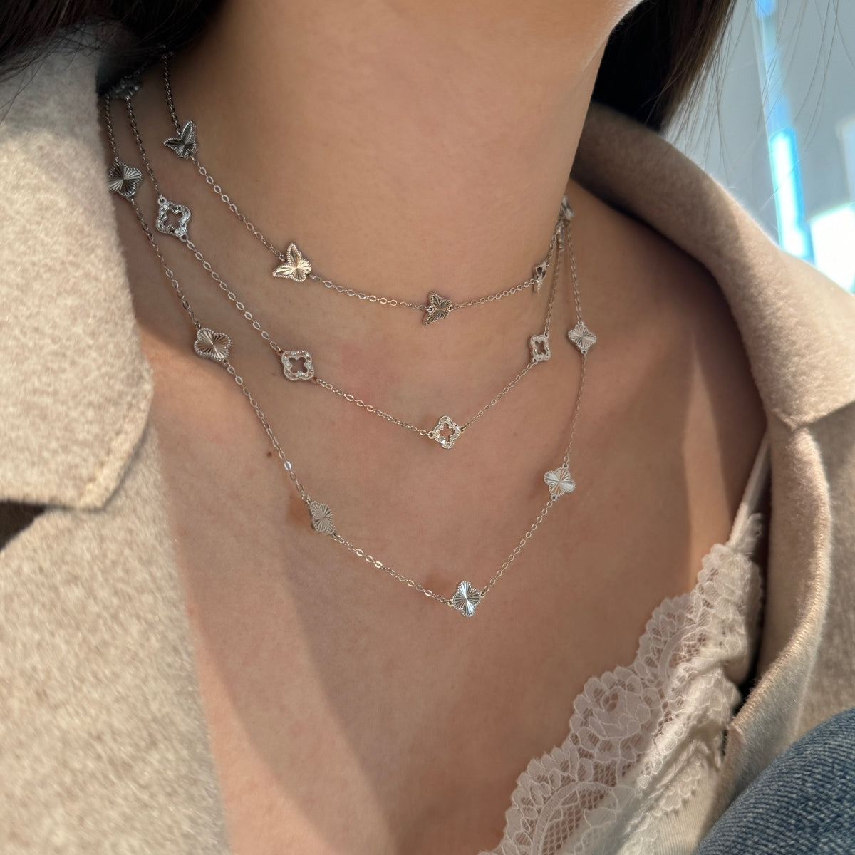 Papillon Grace Necklace 925 Sterling Silver | 18K Gold Plating | Adjustable Length