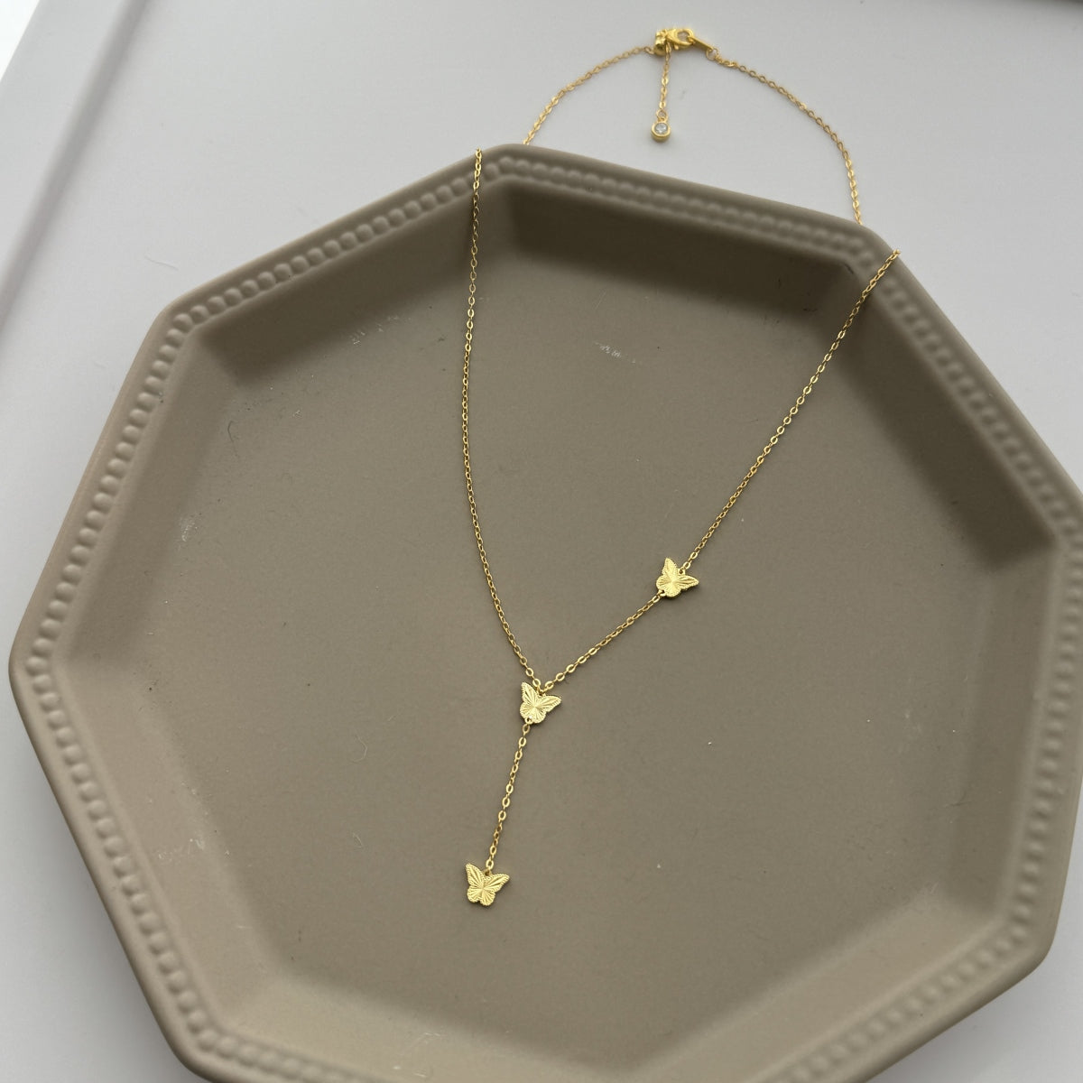 Celestia Flutter Y-Necklace 925 Sterling Silver | 18K Gold Plating | Adjustable Fit