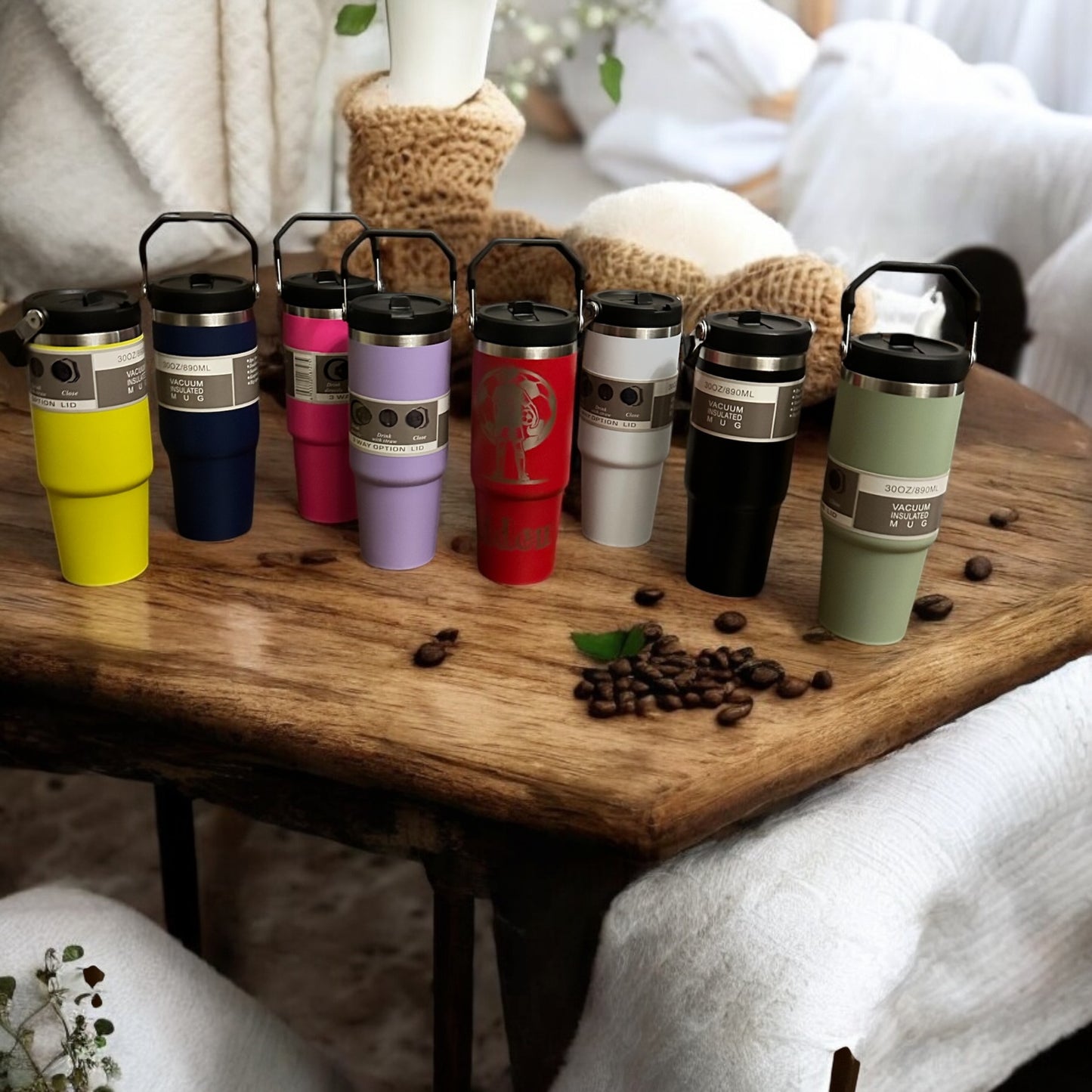 30 oz Top-Handle Stainless Steel Tumbler – Custom Engraving Available