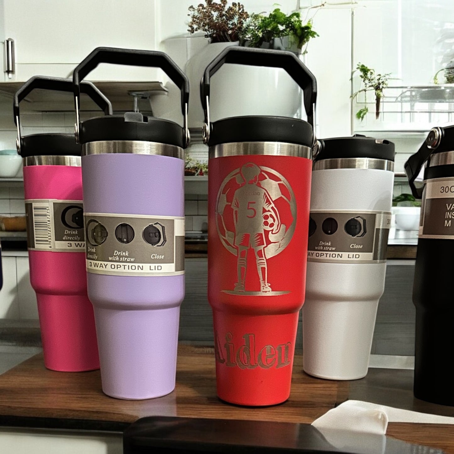 30 oz Top-Handle Stainless Steel Tumbler – Custom Engraving Available