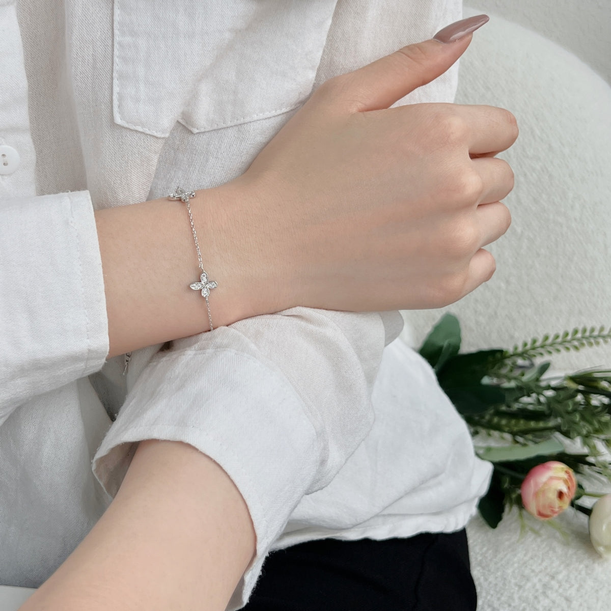 Jardin de Lune Bracelet 925 Sterling Silver | Rhodium Plated | 5A Cubic Zirconia