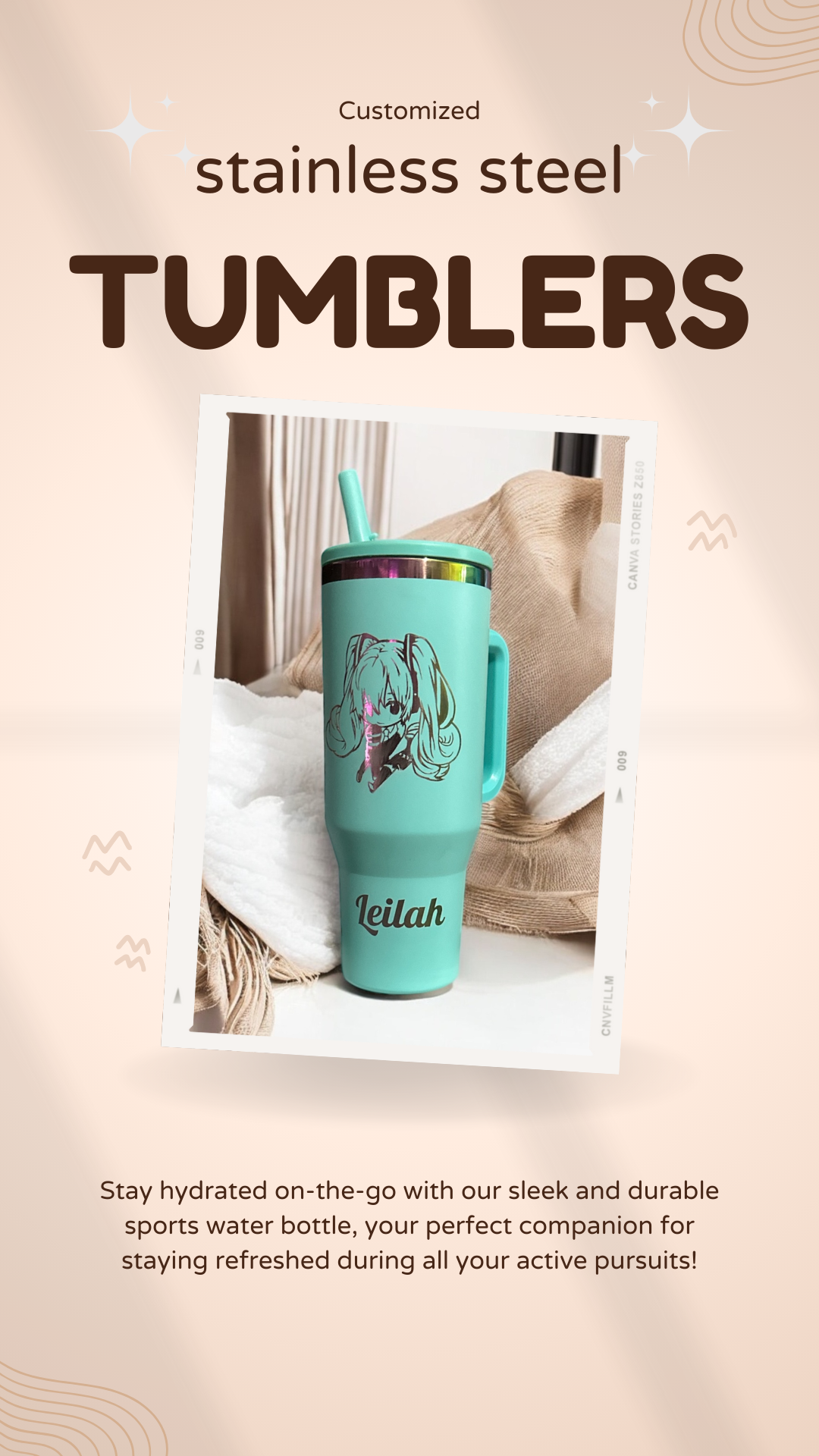 PrismFlow: 40 oz Personalized Rainbow Stainless Steel Tumbler