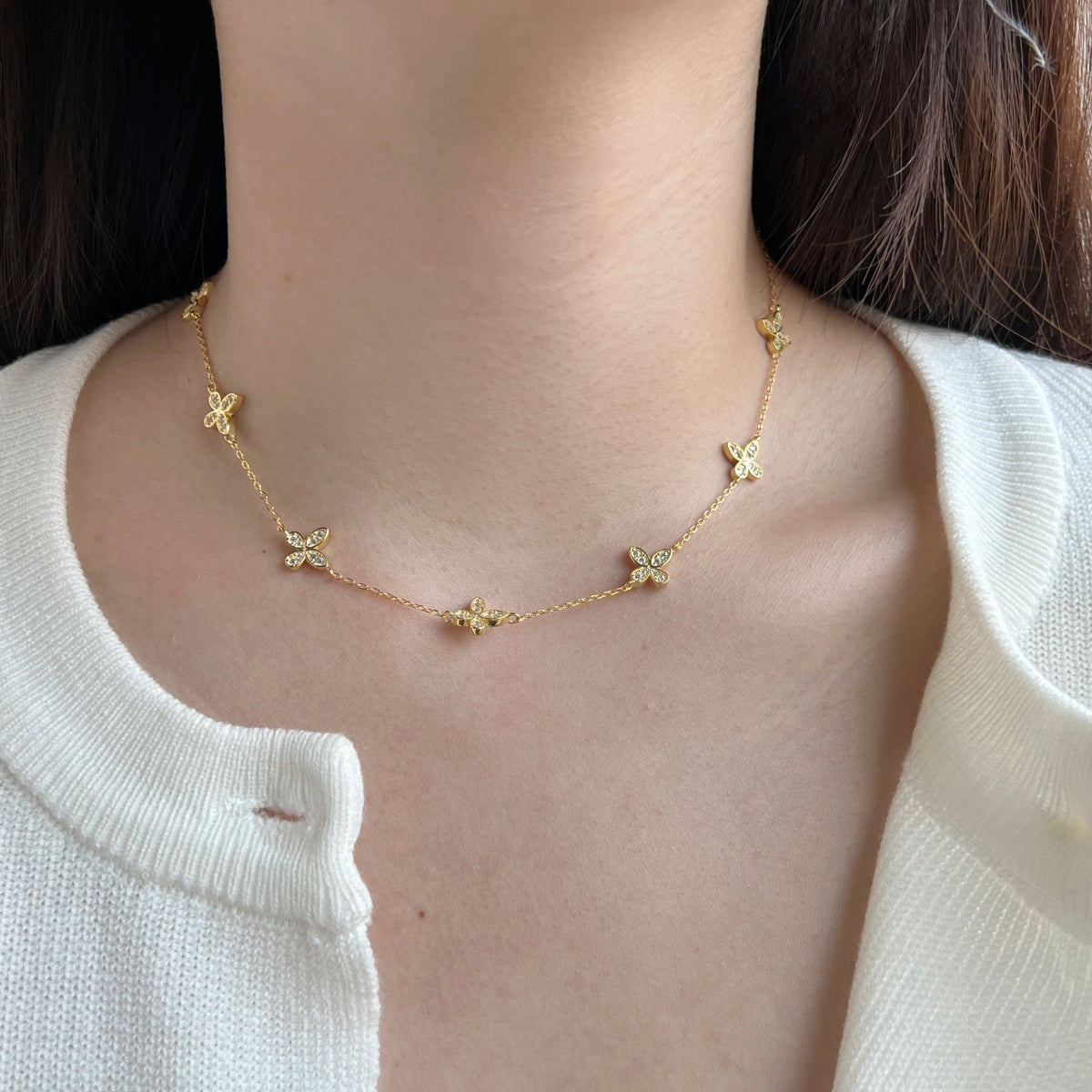 Jardin de Lune Necklace 925 Sterling Silver | 18K Gold or Rhodium Plating | 5A Cubic Zirconia