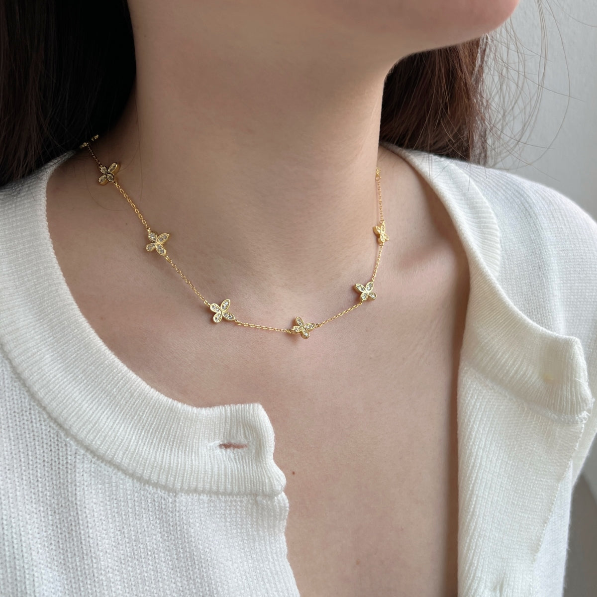 Jardin de Lune Necklace 925 Sterling Silver | 18K Gold or Rhodium Plating | 5A Cubic Zirconia