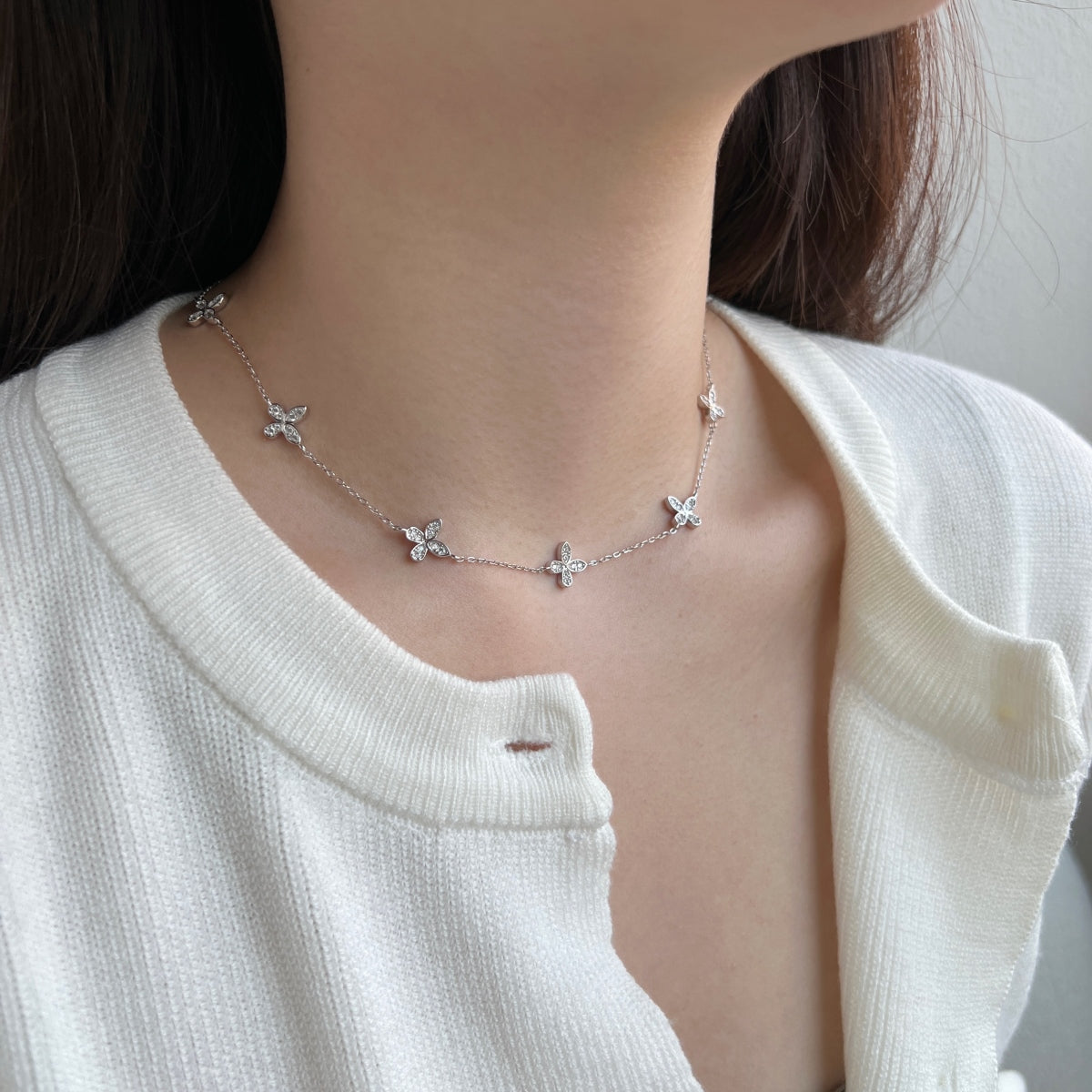 Jardin de Lune Necklace 925 Sterling Silver | 18K Gold or Rhodium Plating | 5A Cubic Zirconia