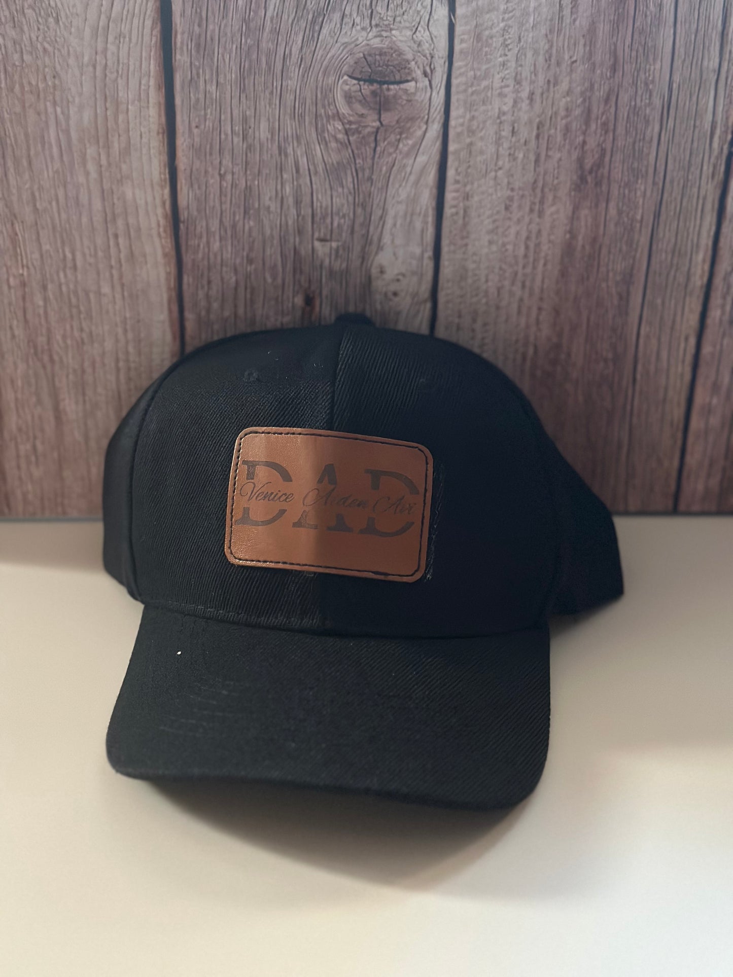 Custom Leather Patch Dad Hat – Personalized with Names