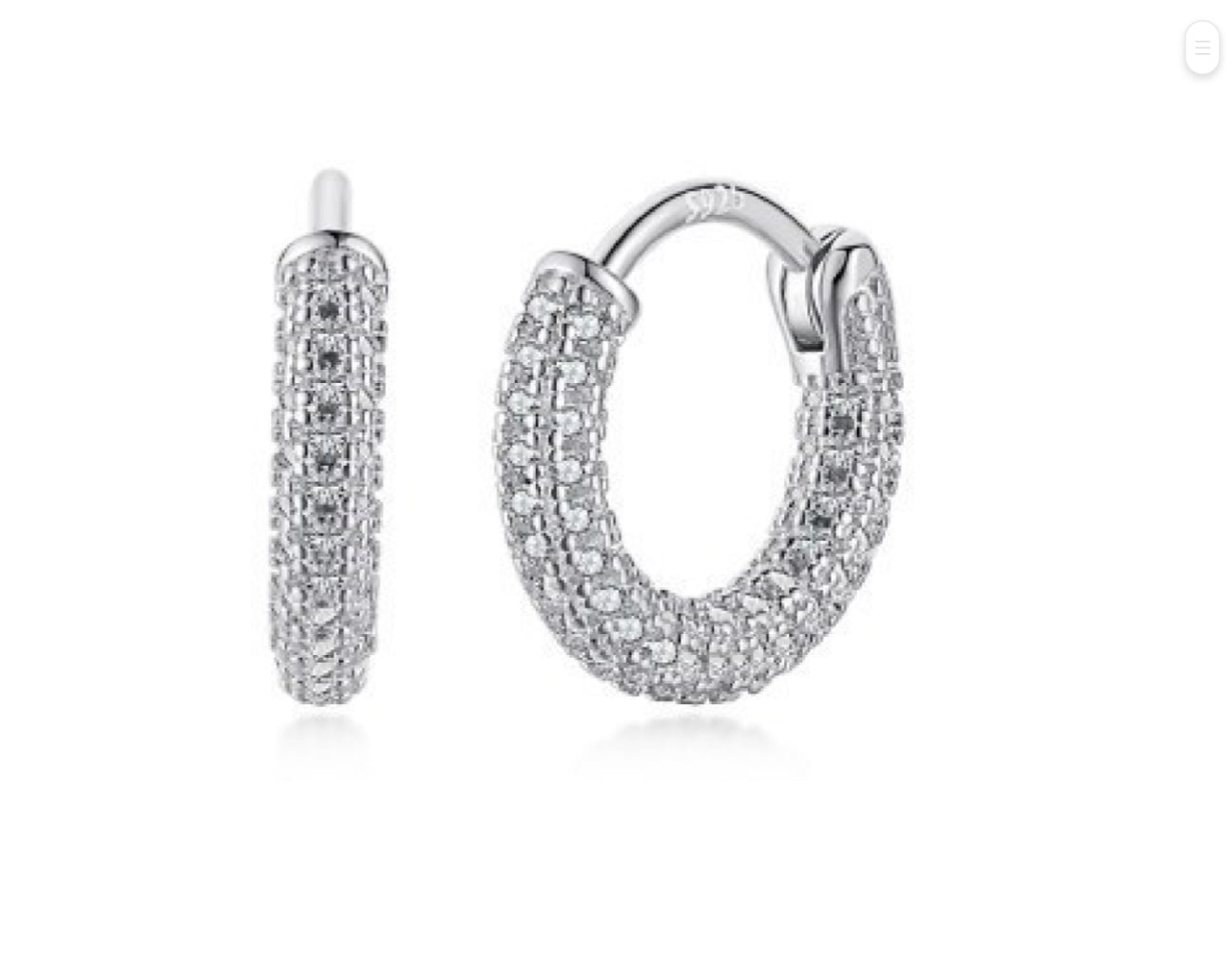 S925 Sterling Silver or Gold-Plated Pave Hoop Earrings