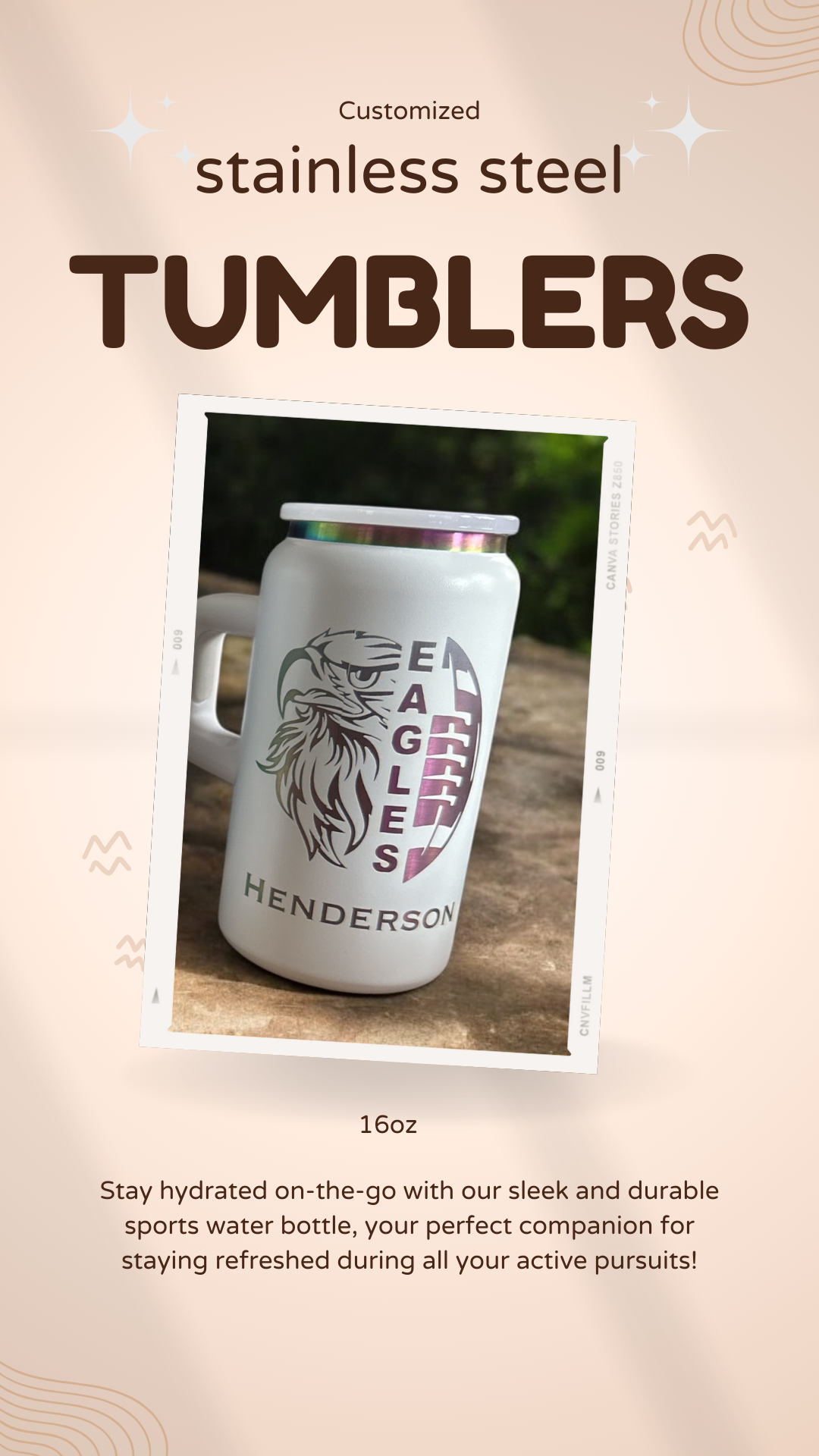 16 oz Rainbow-Plated Stainless Steel Tumbler – Custom Engraving Available