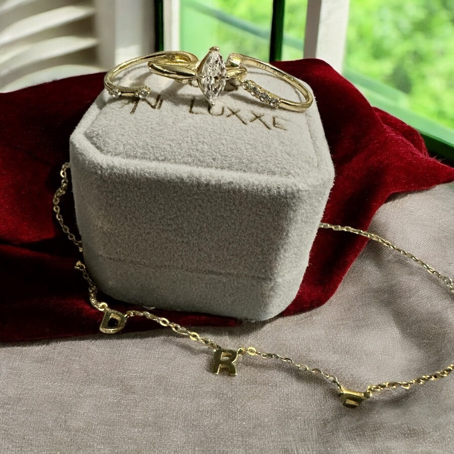 "Celeste" Marquise Trio Ring Set Vintage Romance. Modern Magic.