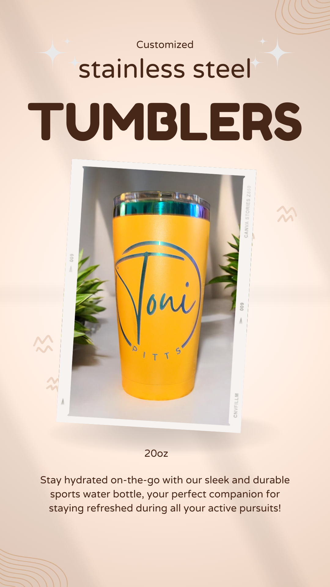 20 oz Rainbow-Plated Stainless Steel Tumbler – Custom Engraving Available