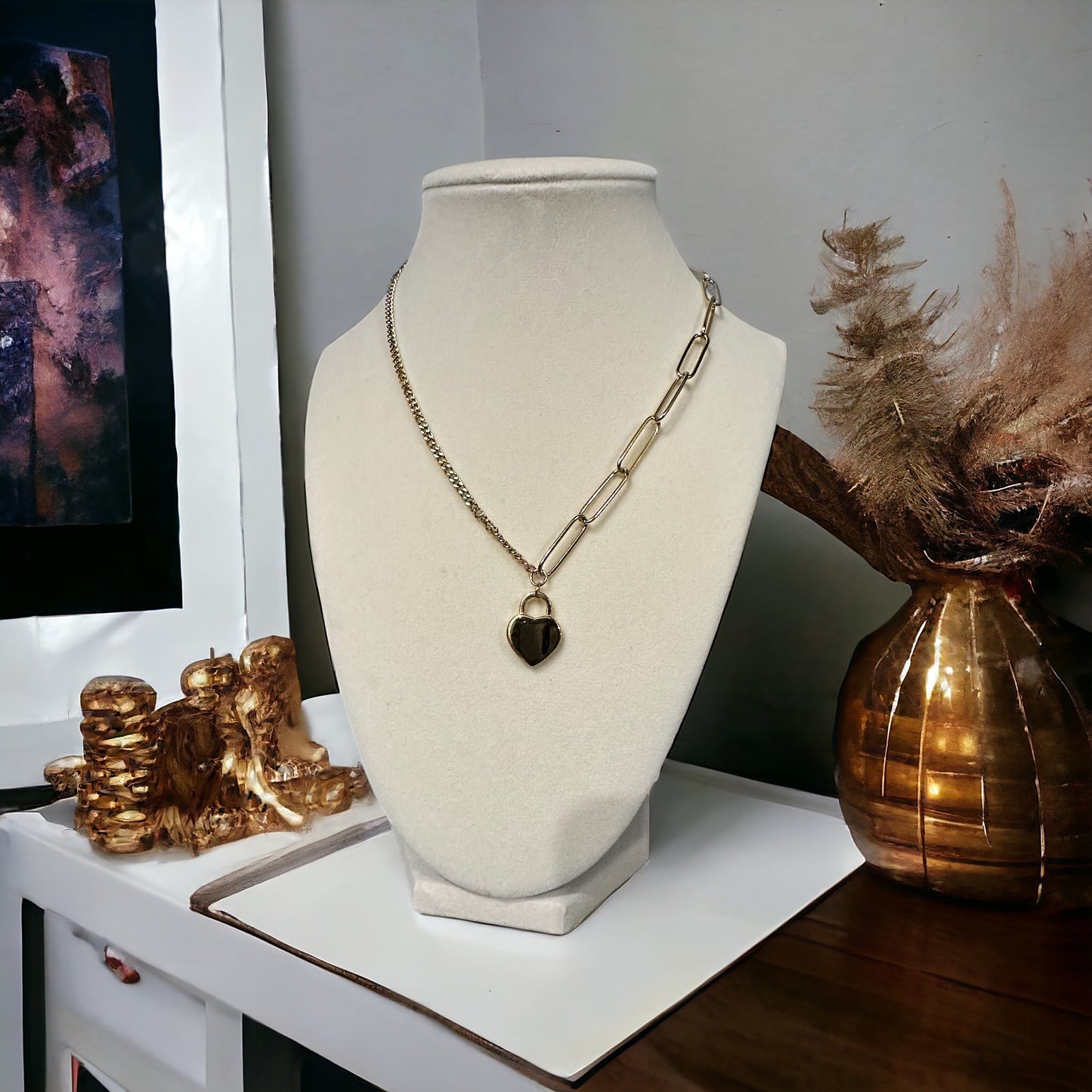 heart half paperclip necklace
