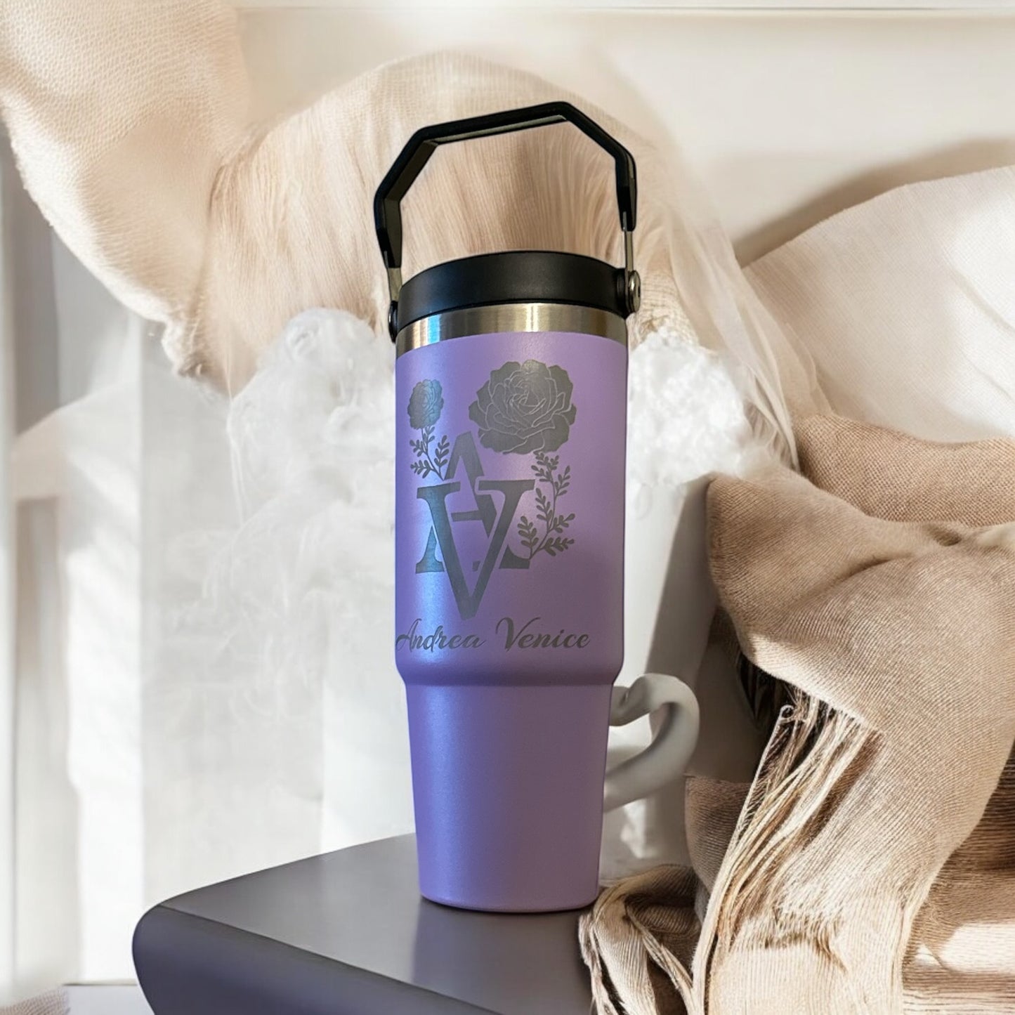 30 oz Top-Handle Stainless Steel Tumbler – Custom Engraving Available
