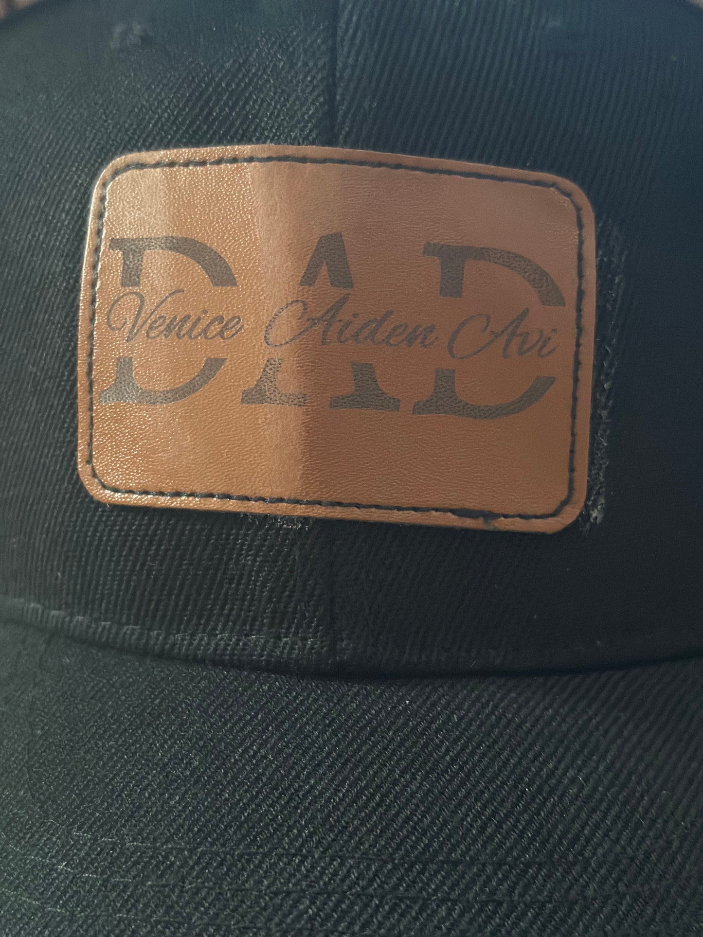 Custom Leather Patch Dad Hat – Personalized with Names
