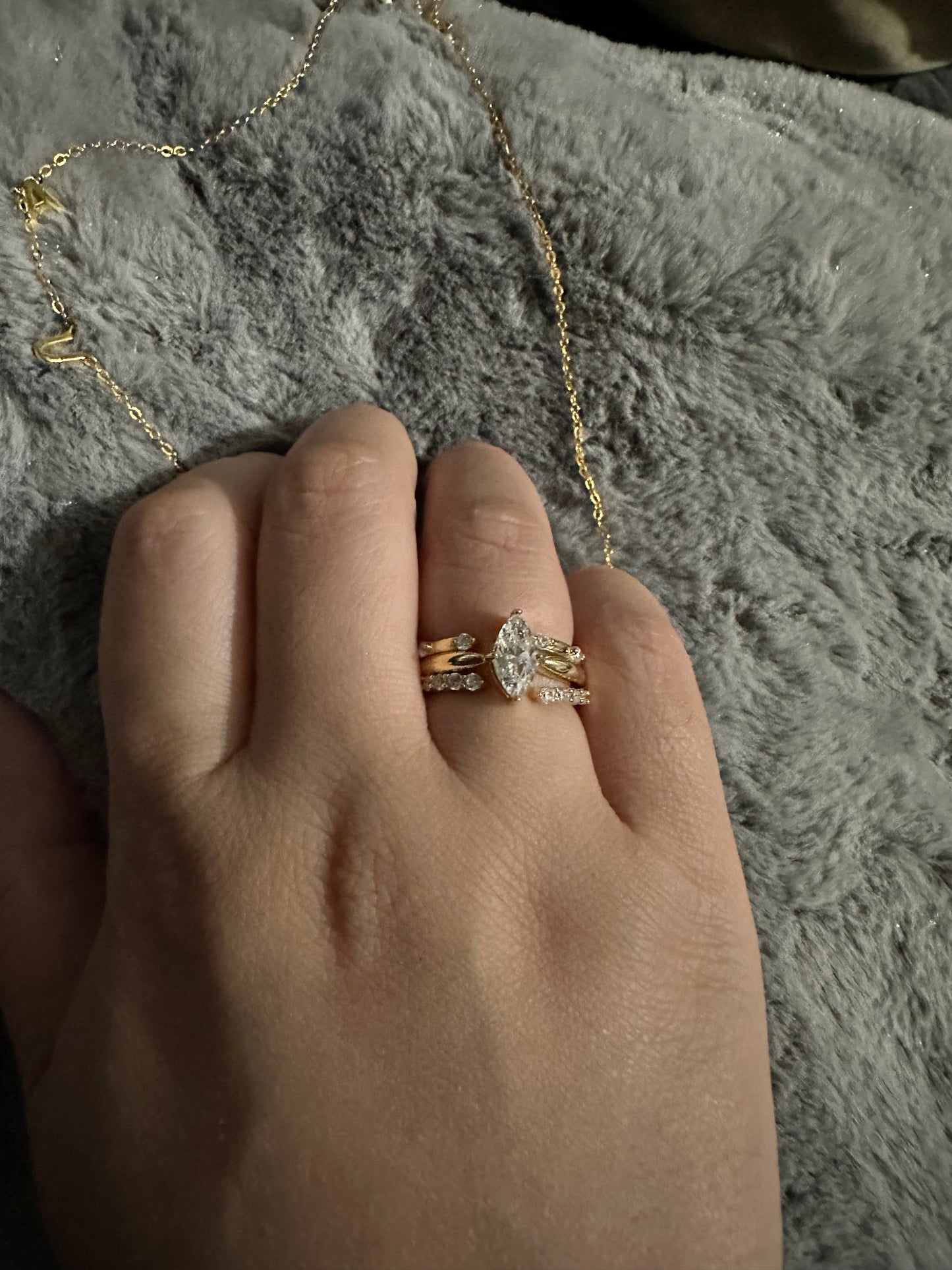 "Celeste" Marquise Trio Ring Set Vintage Romance. Modern Magic.