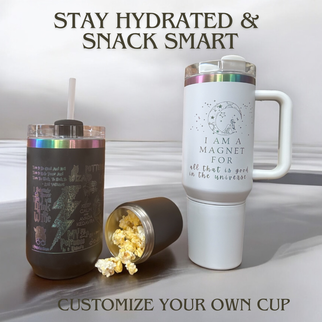 “The Ultimate 2-in-1 Tumbler: Sip, Snack & Stash