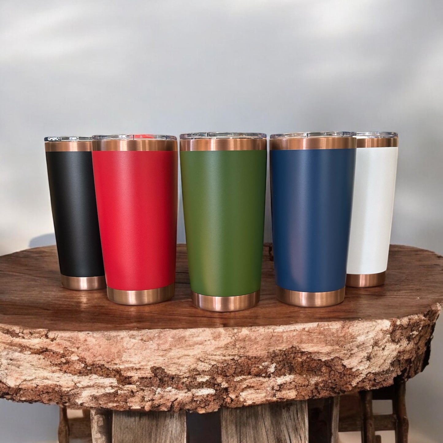 20 oz coffee tumblers copper plated design