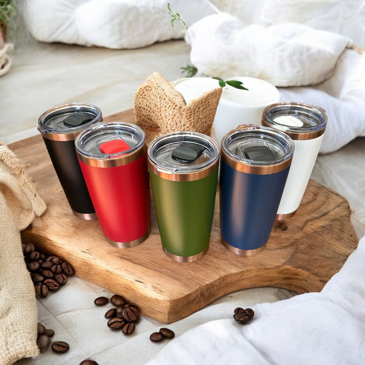 20 oz coffee tumblers copper plated design