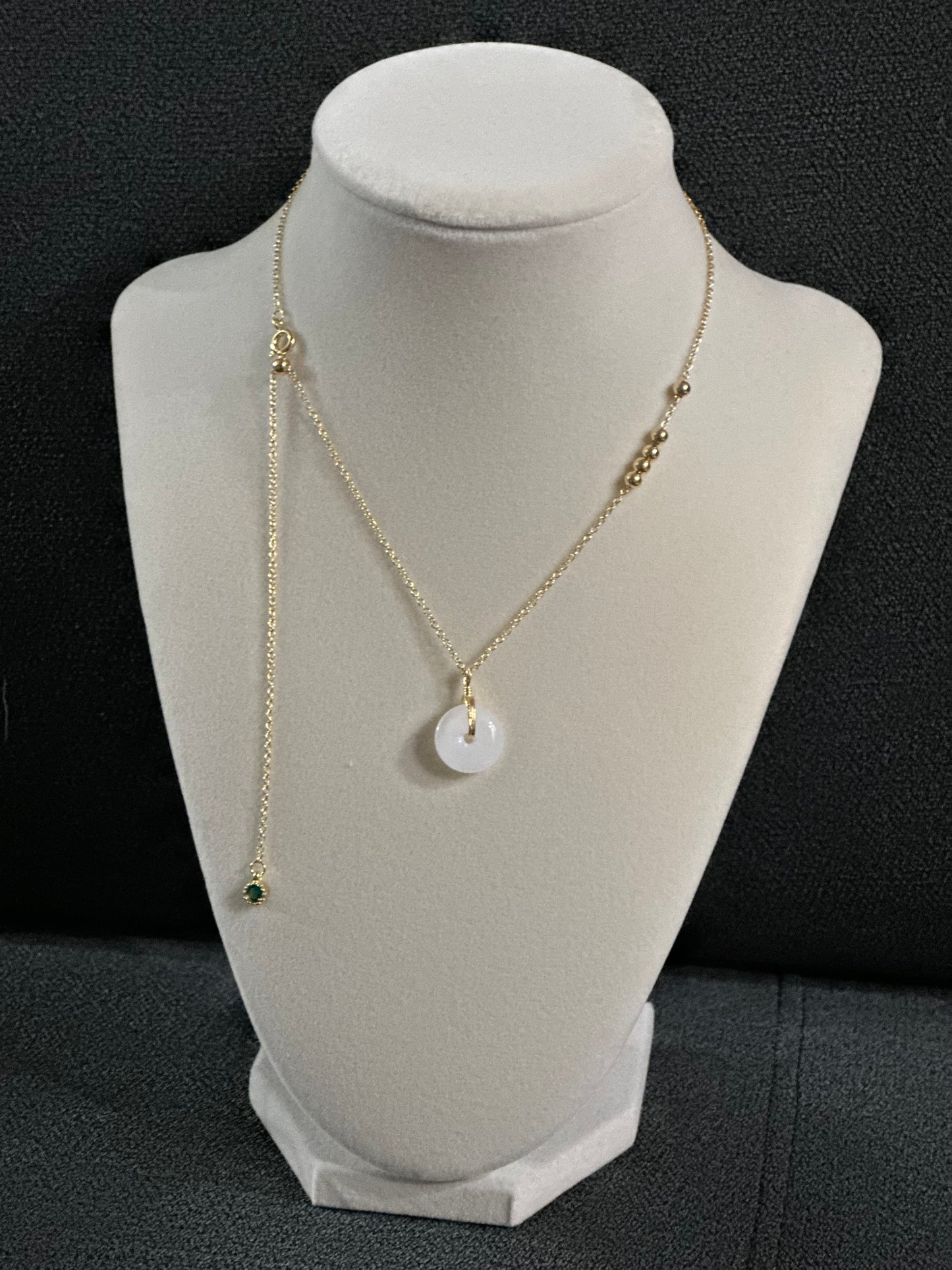 Good Luck Natural Jade Donut Pendant Necklace