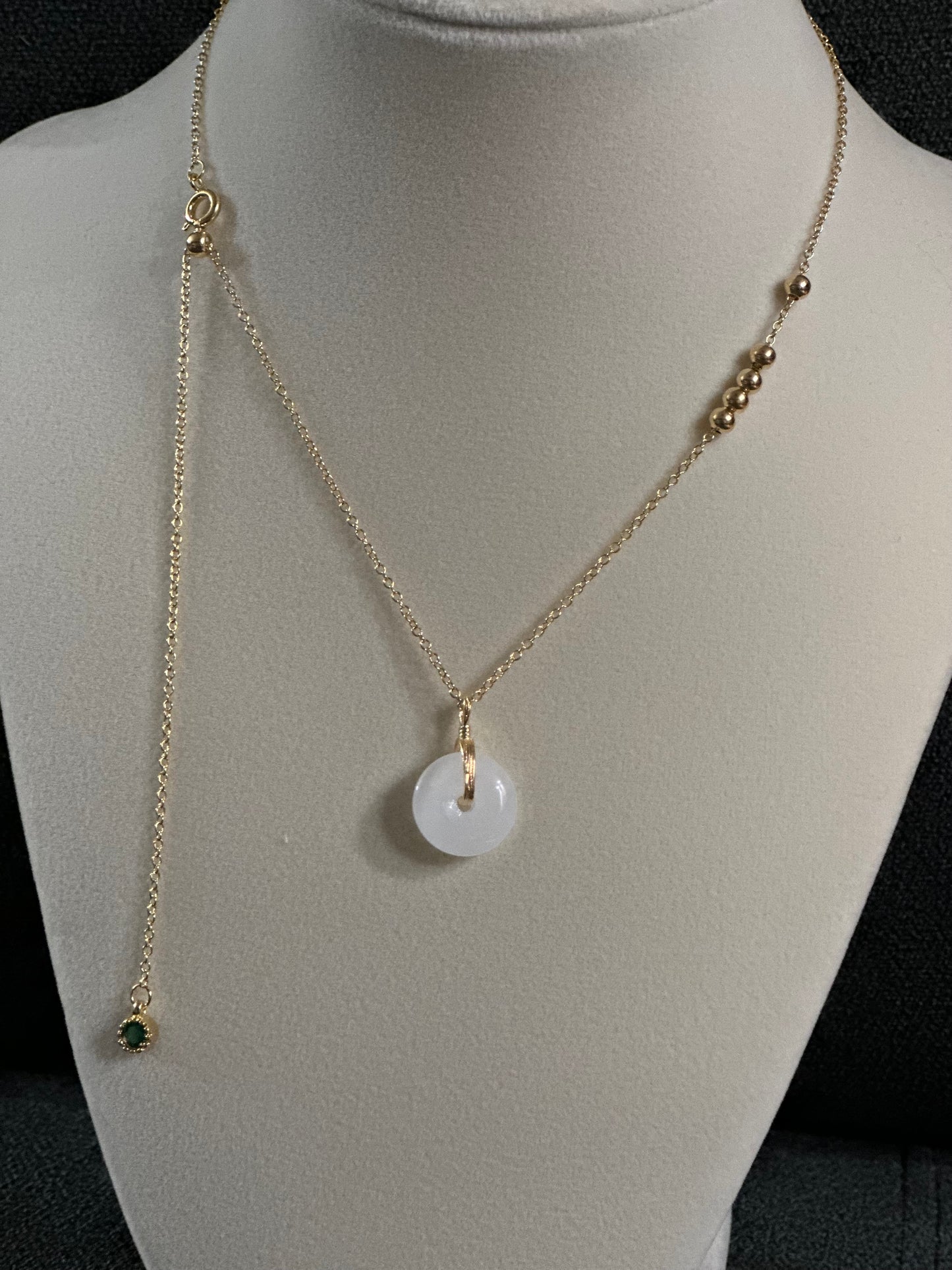 Good Luck Natural Jade Donut Pendant Necklace
