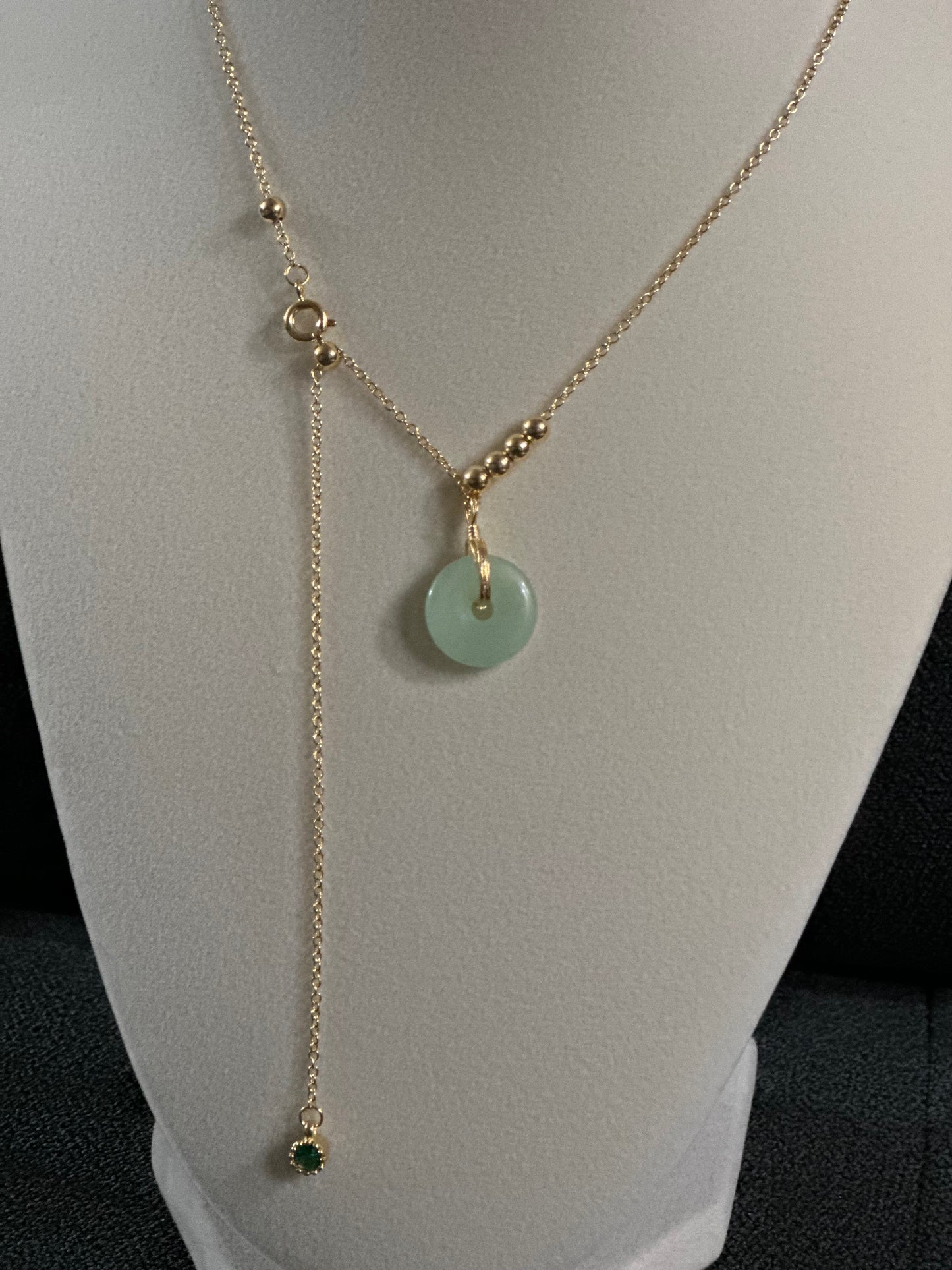 Good Luck Natural Jade Donut Pendant Necklace