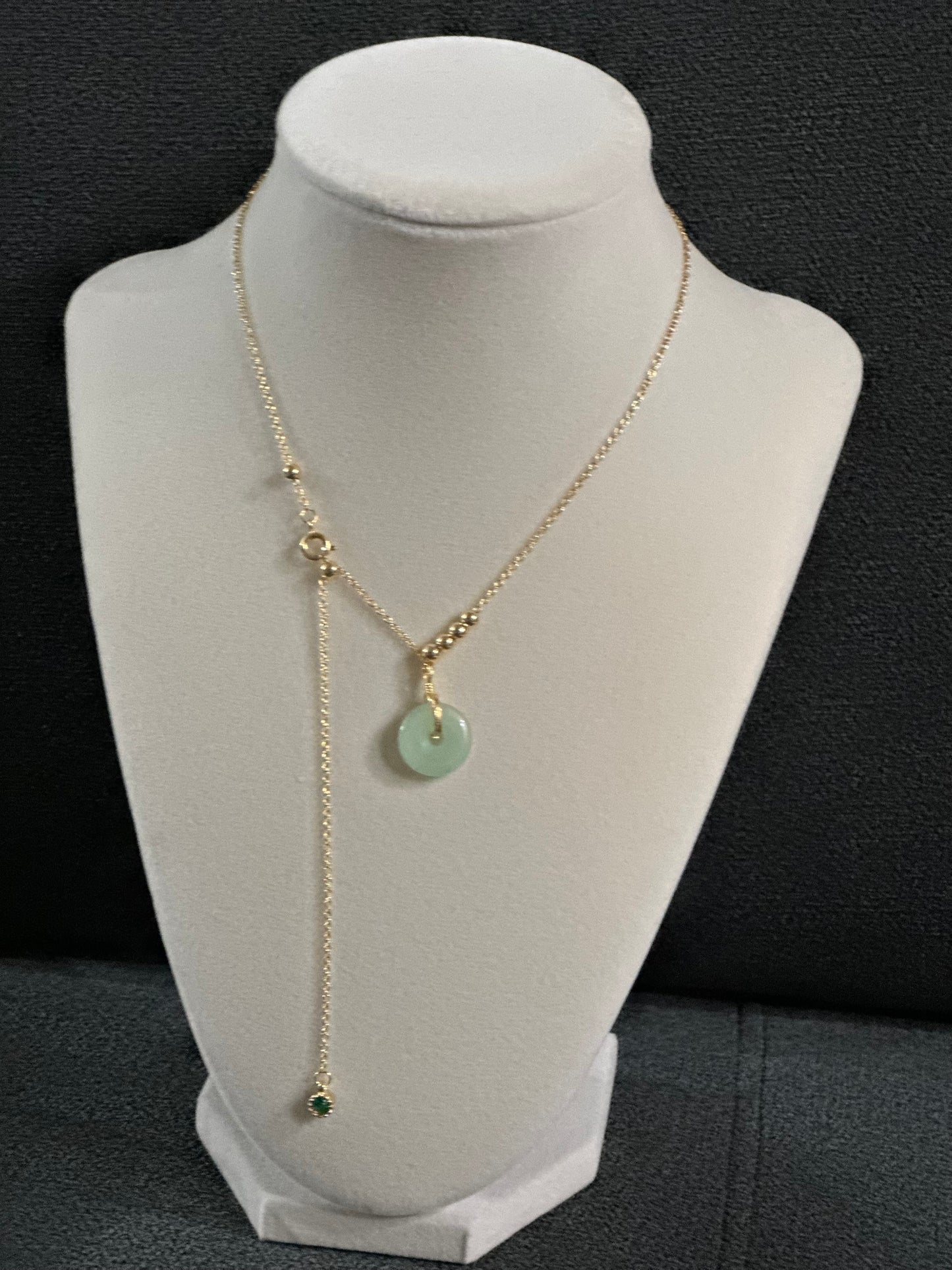 Good Luck Natural Jade Donut Pendant Necklace