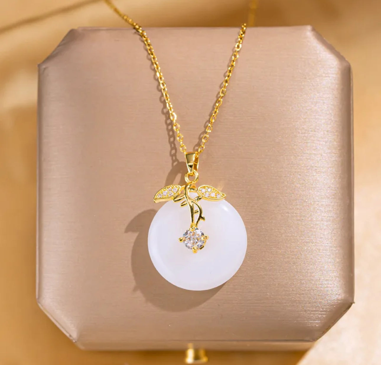 Lucky Jade Stone Buckle Necklace