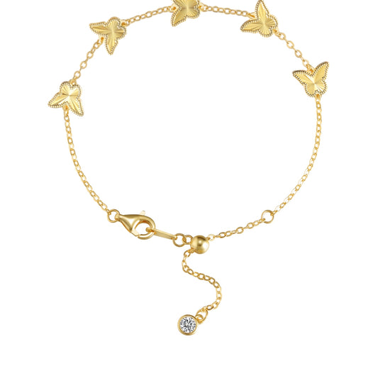 Golden Flutter: 18K Gold-Plated Butterfly Charm Bracelet