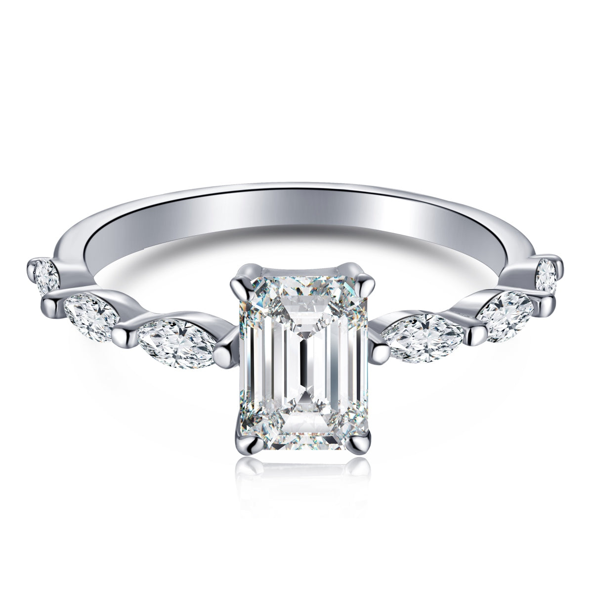 “Melanie” Emerald-Cut Moissanite Ring