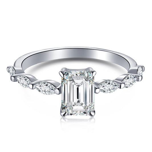 “Melanie” Emerald-Cut Moissanite Ring