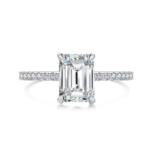 “Venice” Emerald-Cut Moissanite Pavé Ring