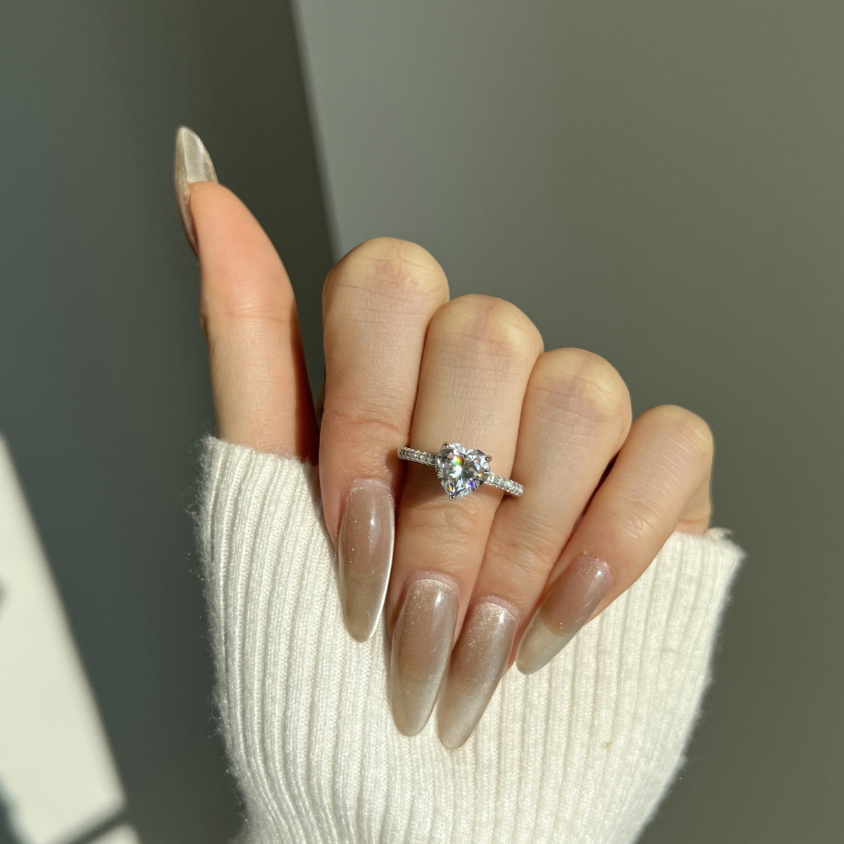 “Amora” Heart-Cut Moissanite Ring