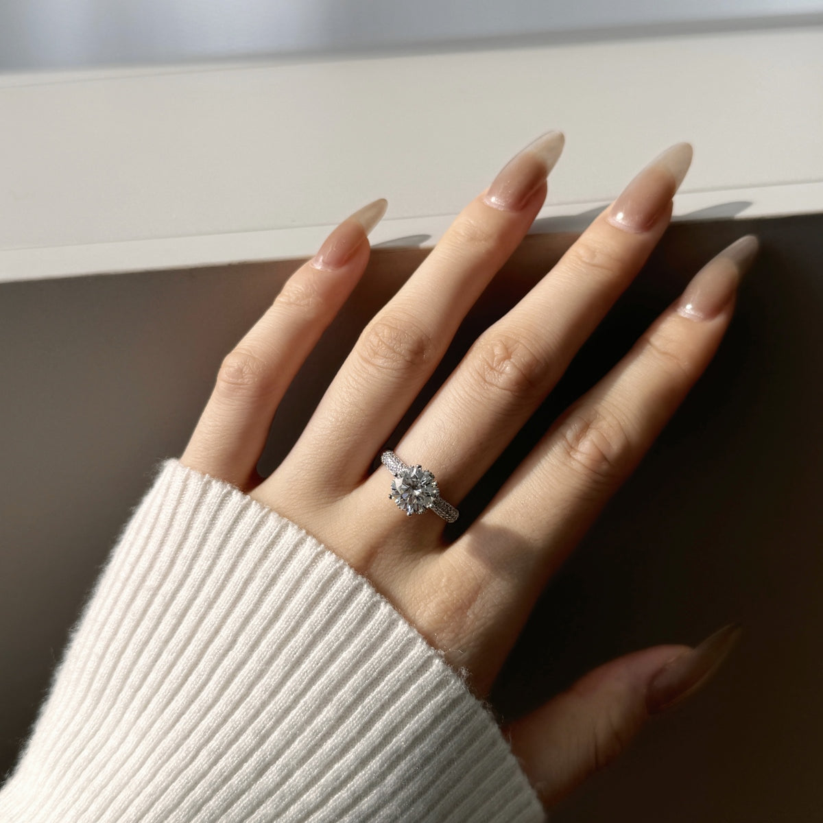 Aetheria Crown – 2-Carat Moissanite Engagement Ring in Sterling Silver