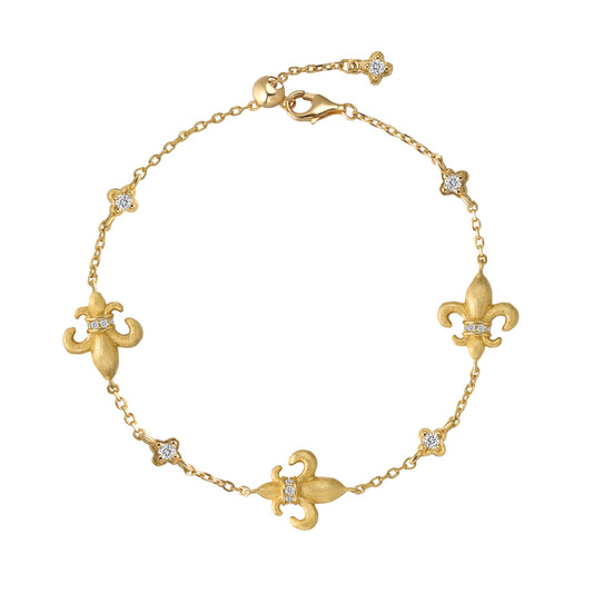 Fleur Royale Bracelet 925 Sterling Silver | 22K Matte Gold Finish | 5A Cubic Zirconia