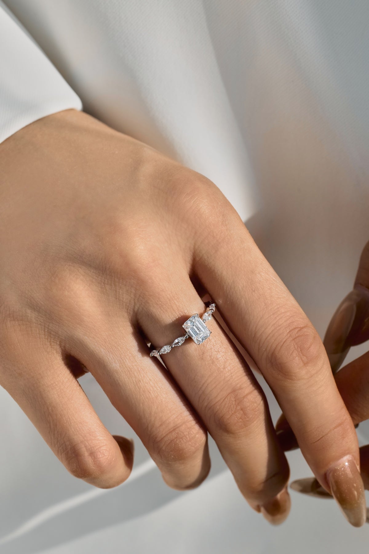 “Melanie” Emerald-Cut Moissanite Ring