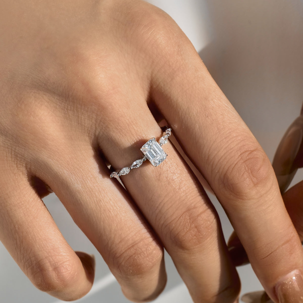 “Melanie” Emerald-Cut Moissanite Ring