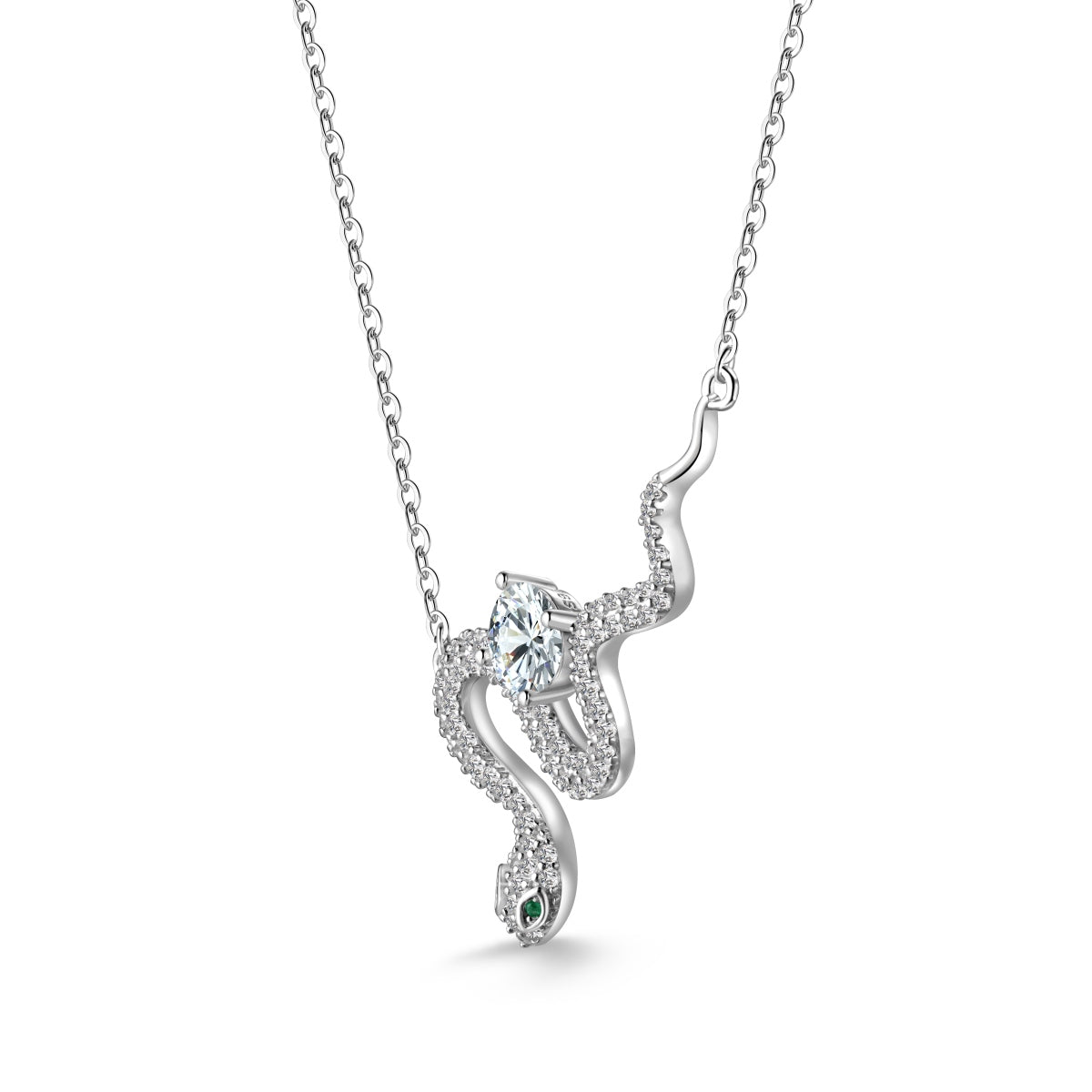 “Serpentina” Moissanite Snake Pendant Necklace