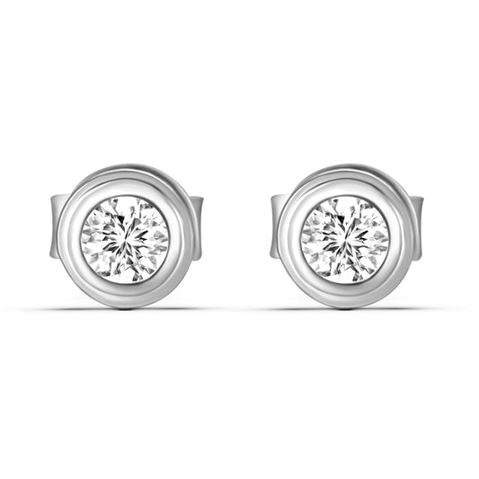 “Leina” Bezel-Set Stud Earrings and Solitaire Necklace