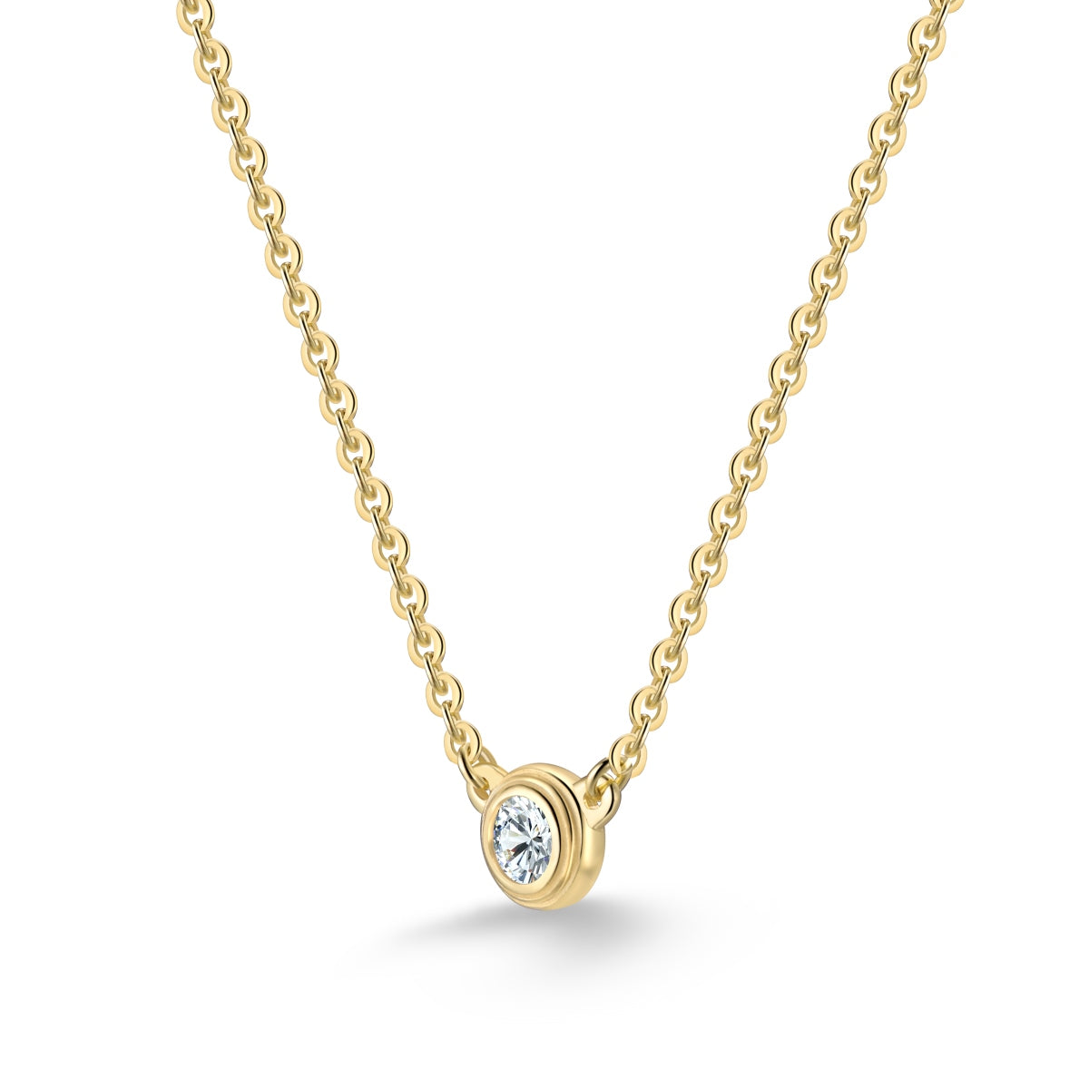 “Leina” Bezel-Set Stud Earrings and Solitaire Necklace
