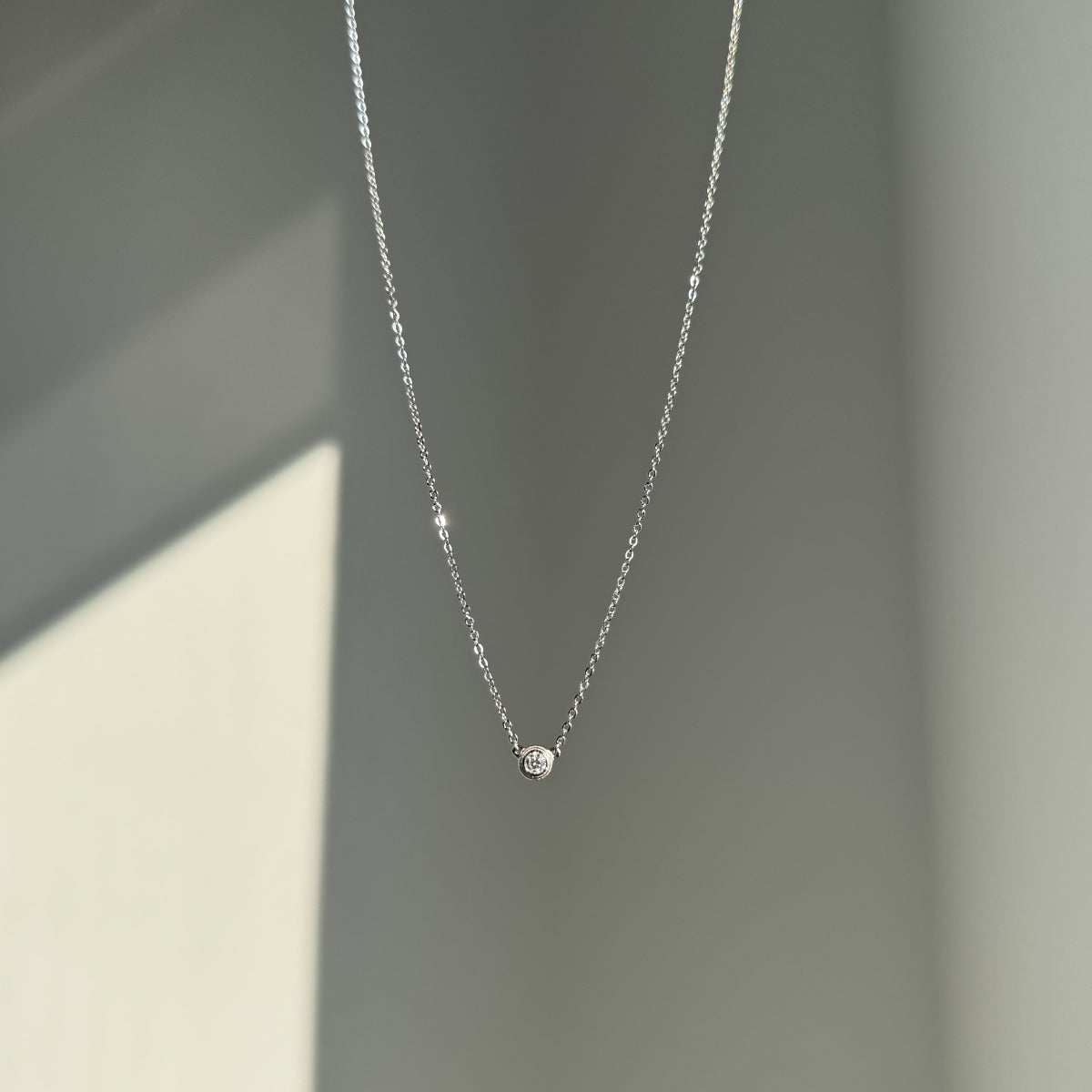 “Leina” Bezel-Set Stud Earrings and Solitaire Necklace