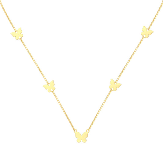 Butterfly Whisper: 14K Gold-Plated Flutter Necklace