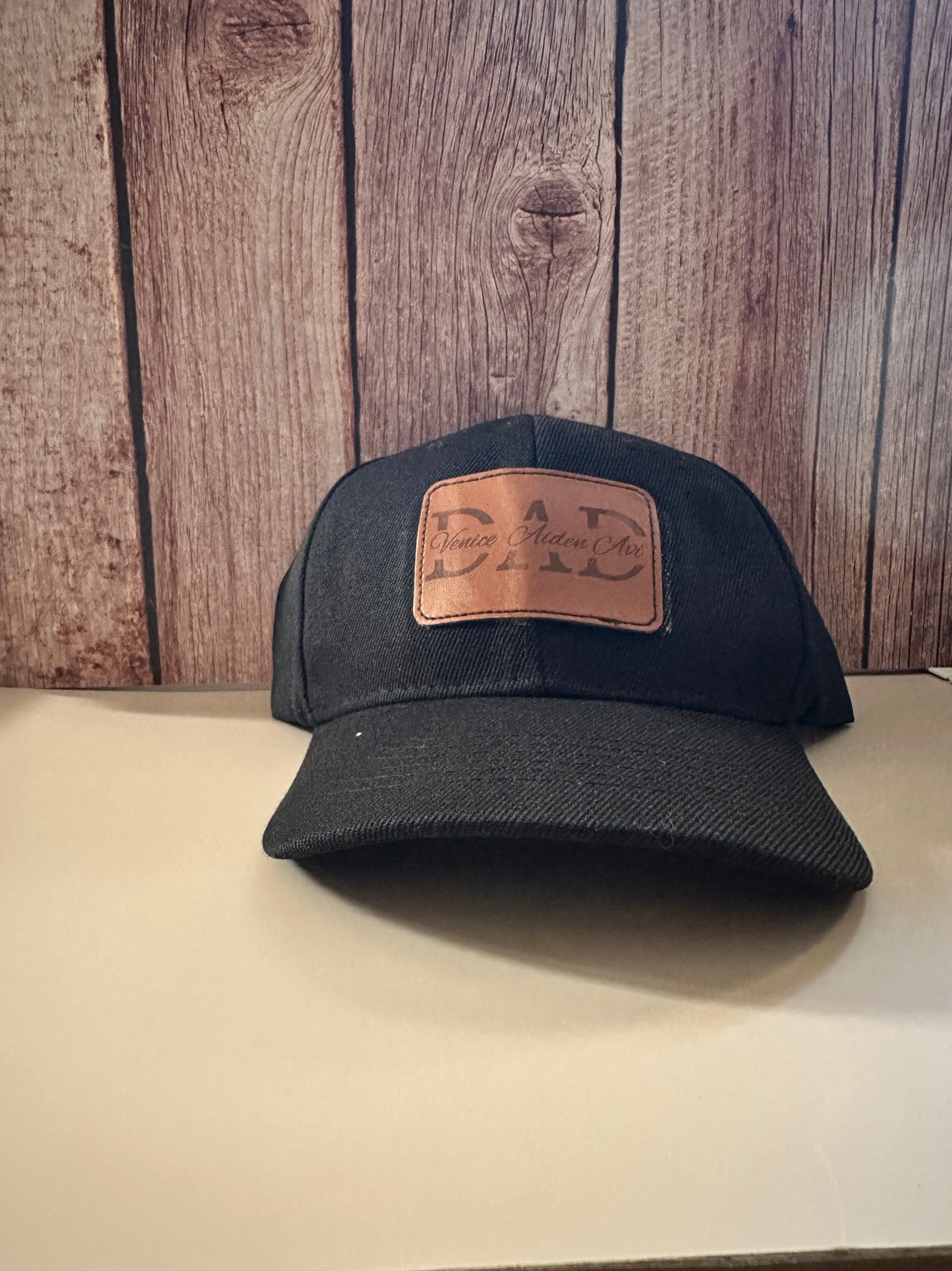Custom Leather Patch Dad Hat – Personalized with Names