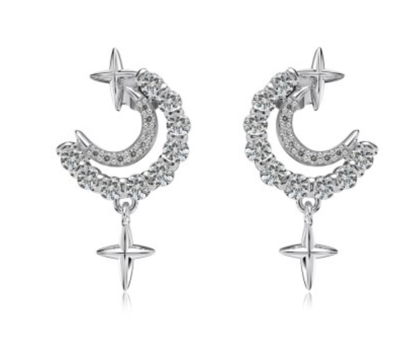 "Starlit Crescent" Drop Earrings A Glimmer of Night. A Whisper of Magic.