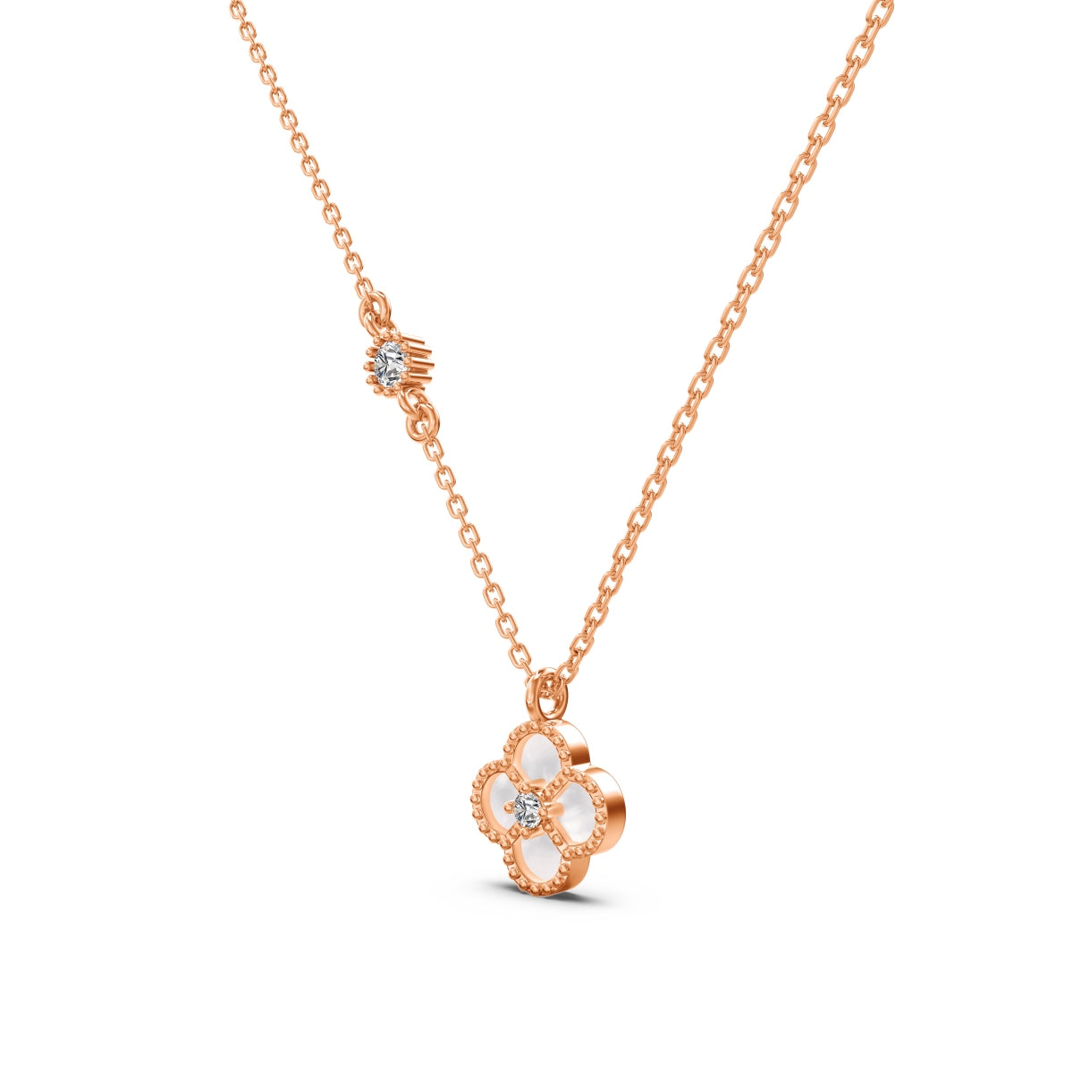Noir Bloom: Black Enamel Clover Pendant Necklace